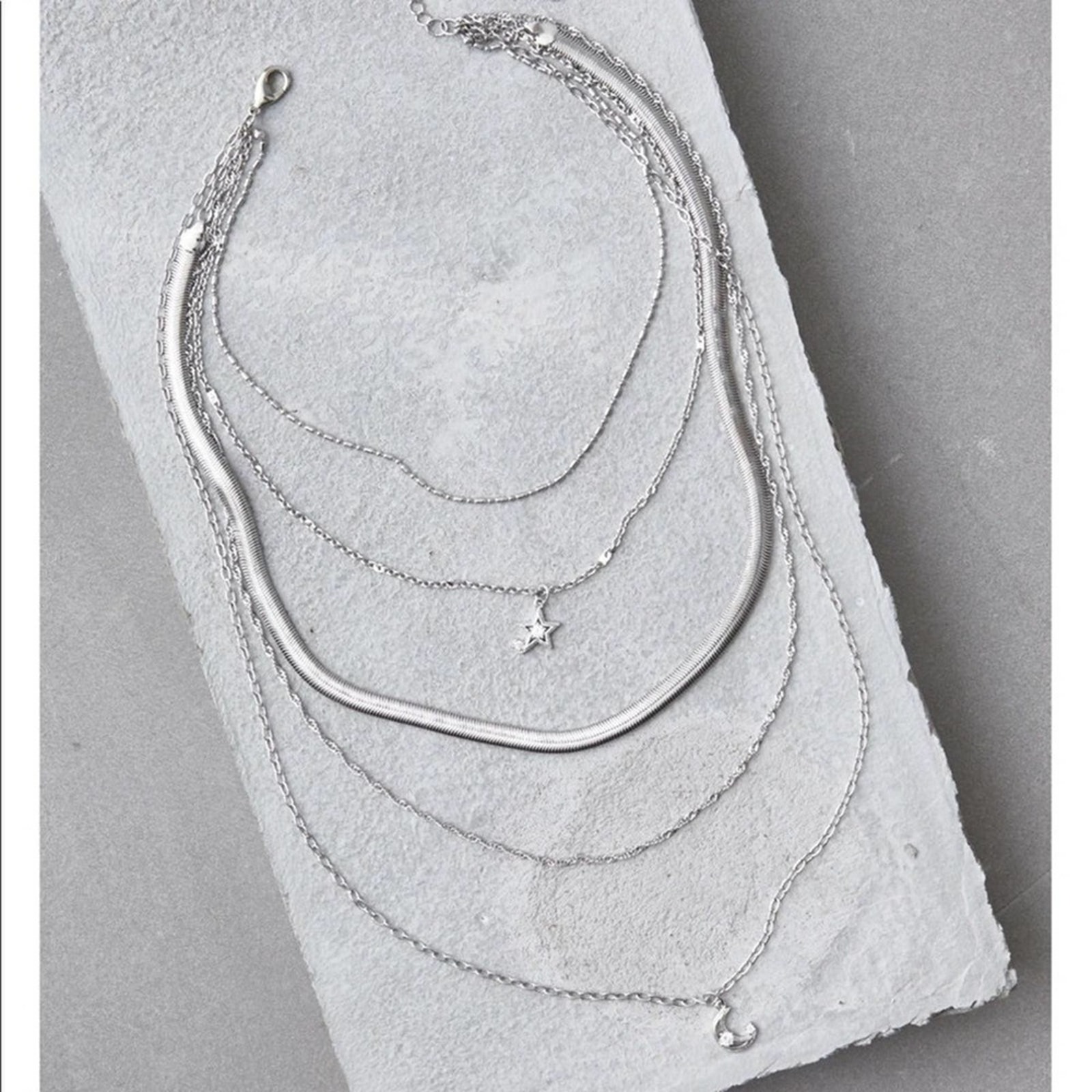 Nwt American Eagle Silver Tone Layered Necklace